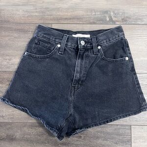 High-Waist Black Denim Shorts
